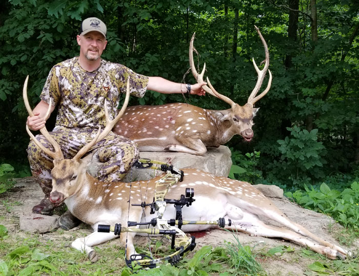 Second day, 30 minutes apart, two great trophy bucks down. This is what success looks like.